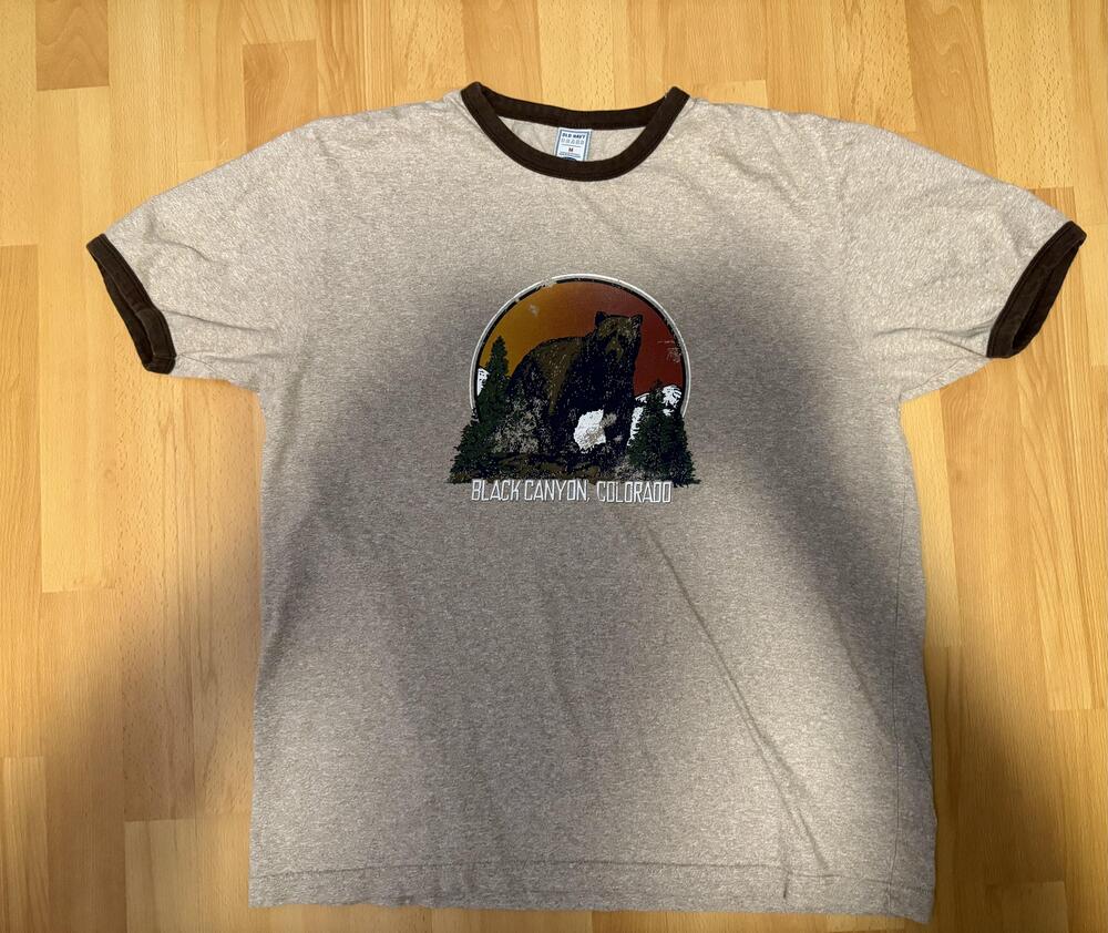 Old Navy Shirt Mens Medium Ringer Bear Black Canyon Colorado Graphic Tee